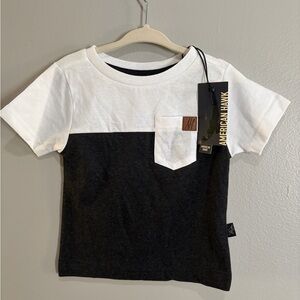 American Hawk Toddler Colorblock Pocket Tee | Black & White | 18M
